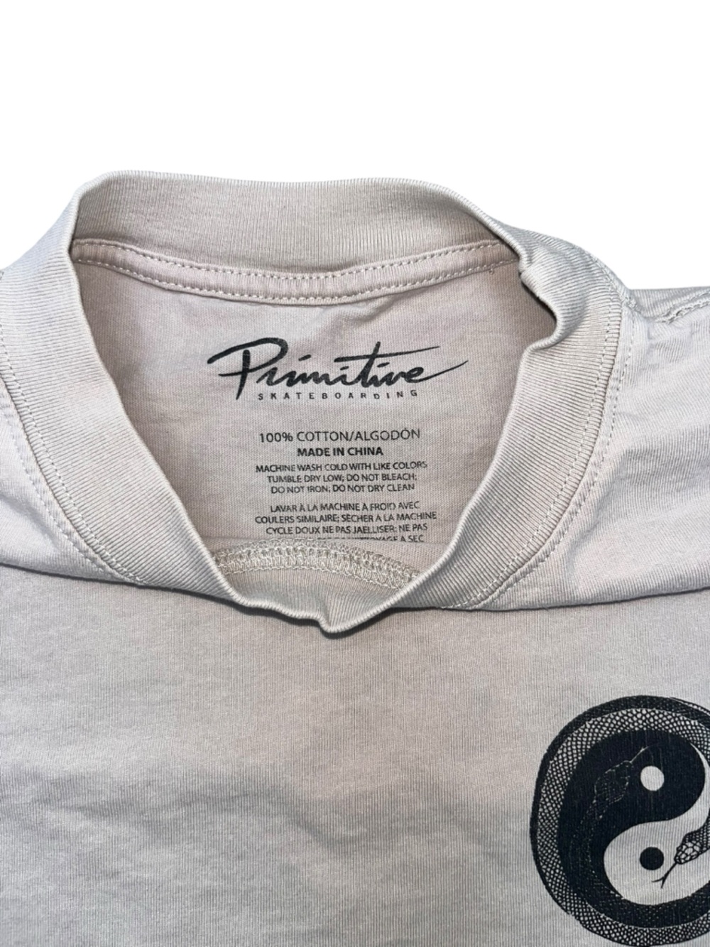 Primitive Cream Tee with Black Yin Yang Print - Picture 2 of 6